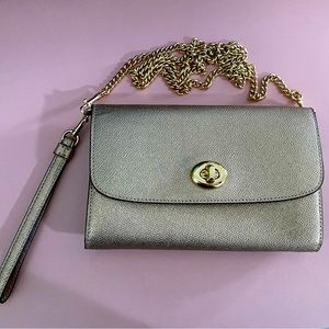 Coach metallic rose gold crossbody purse